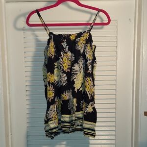 Floral Black and Yellow Spaghetti Strap Top